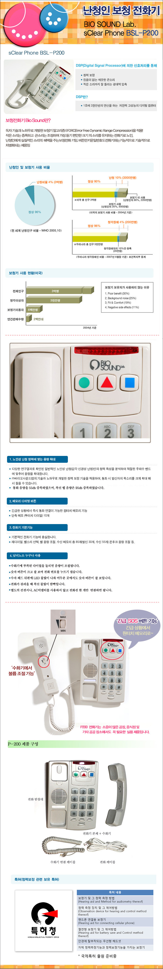 보청 전화기 P-200